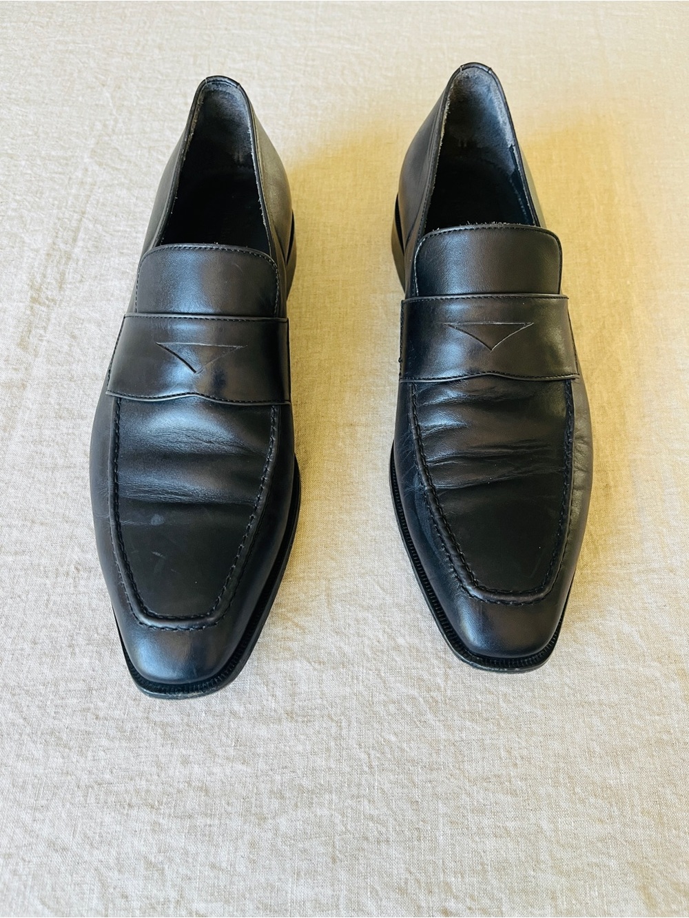 To Boot New York Adam Derrick Black Leather Penny Loafers